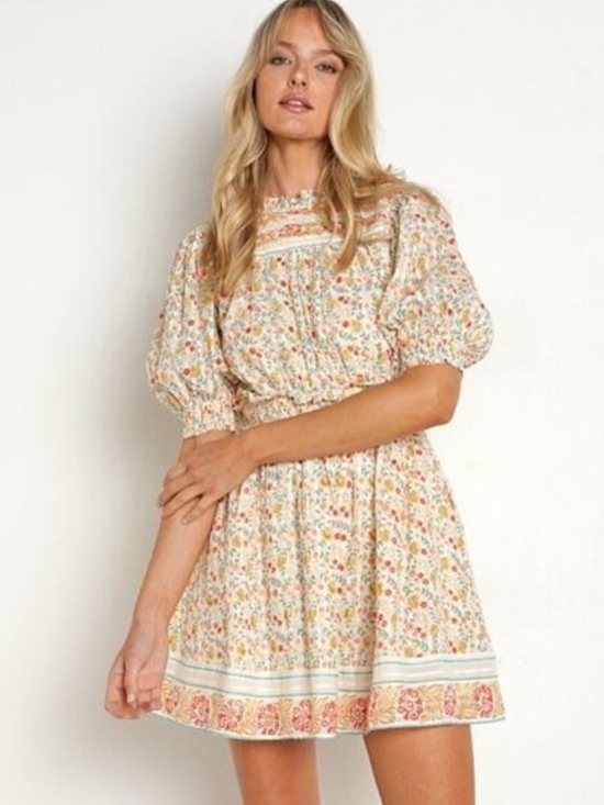 Cleobella Dresses & Skirts - Cleobella Dallas Floral Tie-Back Mini Dress Medium Organic Cotton Cottagecore